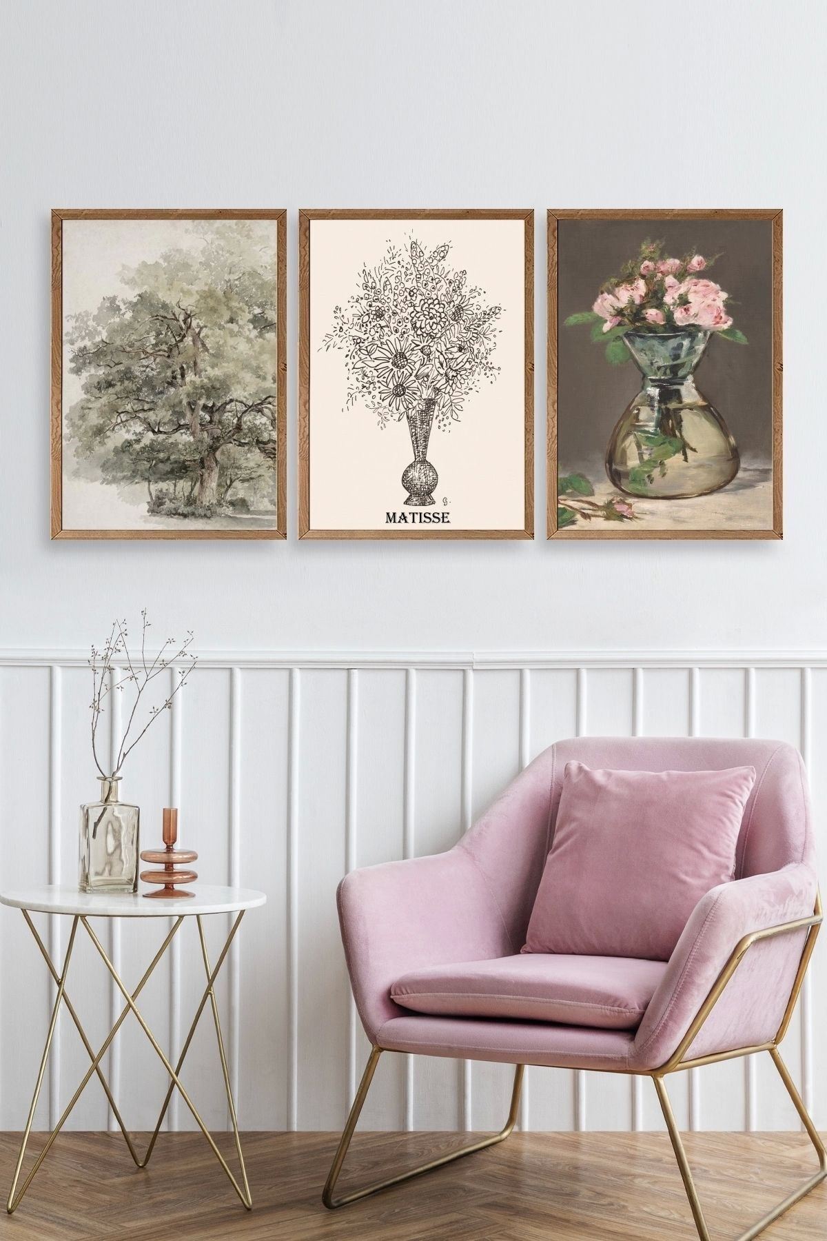 Matisse Üçlü Ahşap Çerçeveli Tablo 23 x 30