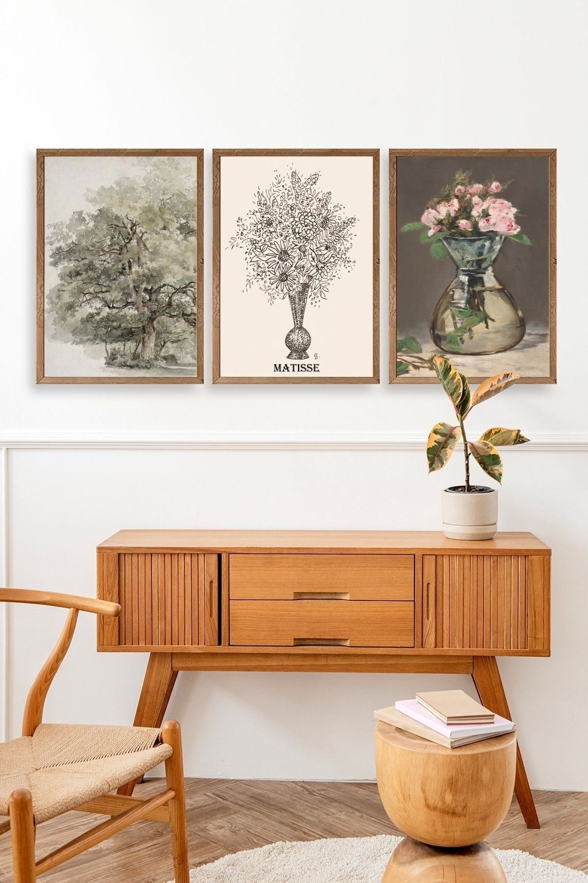 Matisse Üçlü Ahşap Çerçeveli Tablo 23 x 30