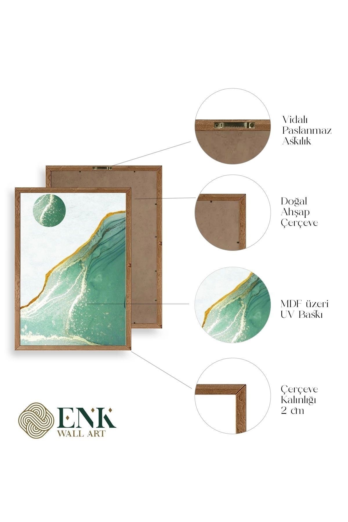 Manzara Üçlü Ahşap Çerçeveli Tablo 50 x 70