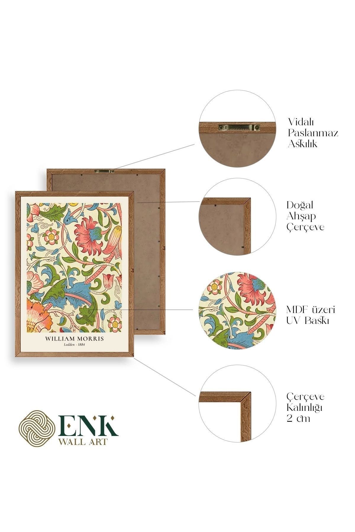 William Morris Ahşap Çerçeveli Tablo 17 x 23