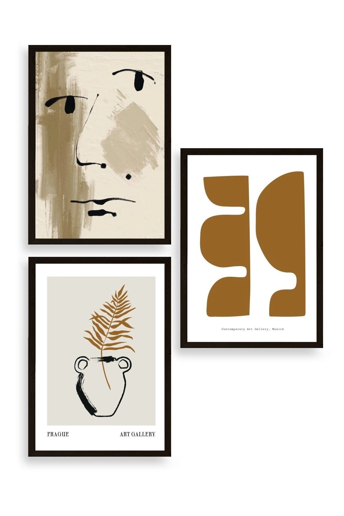 Modern Üçlü Ahşap Çerçeveli Tablo 23 x 30