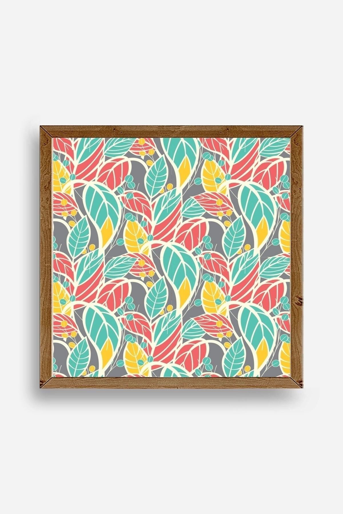 Yaprak Ahşap Çerçeveli Tablo 23 x 23
