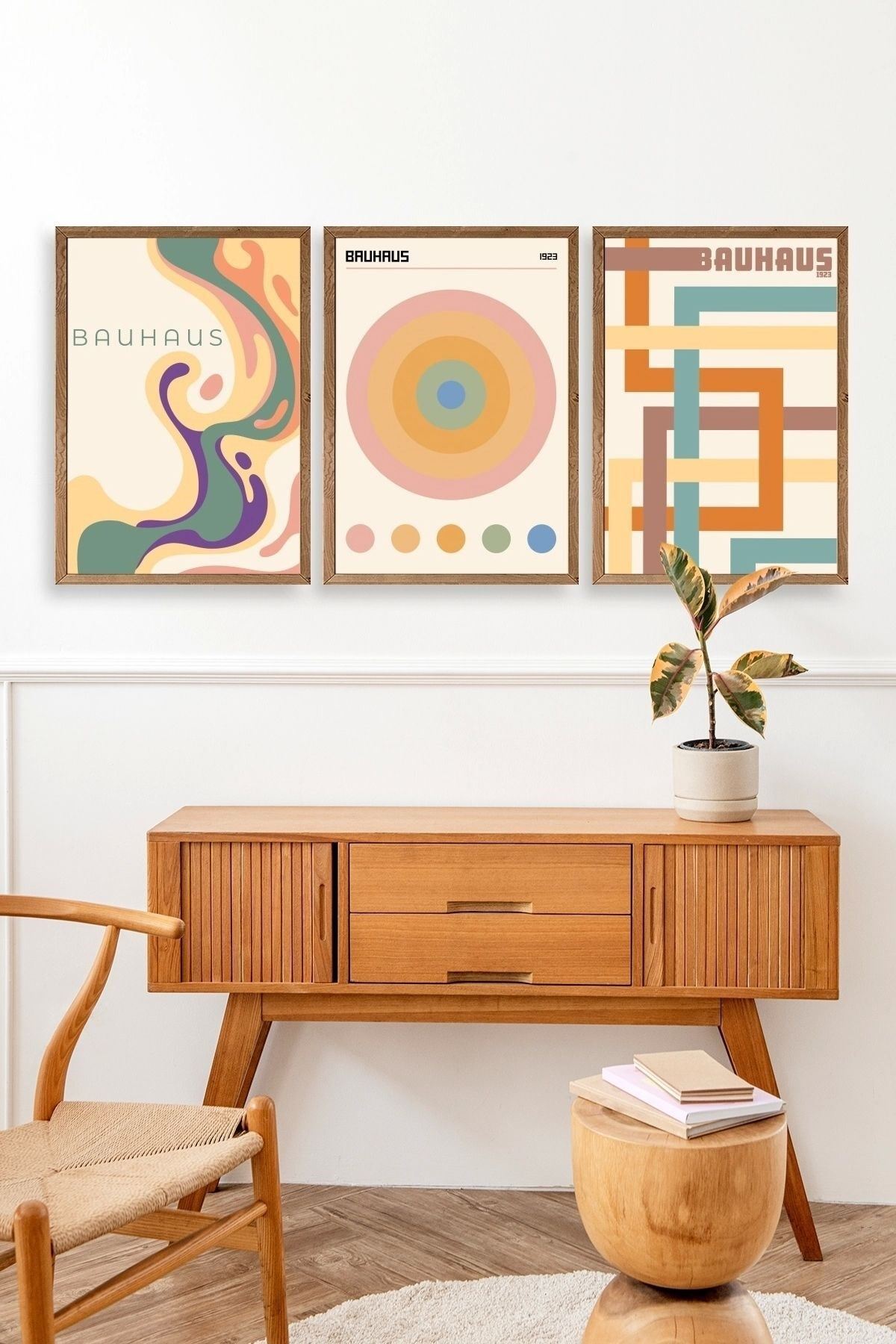 Bauhaus Üçlü Ahşap Çerçeveli Tablo 30 x 40