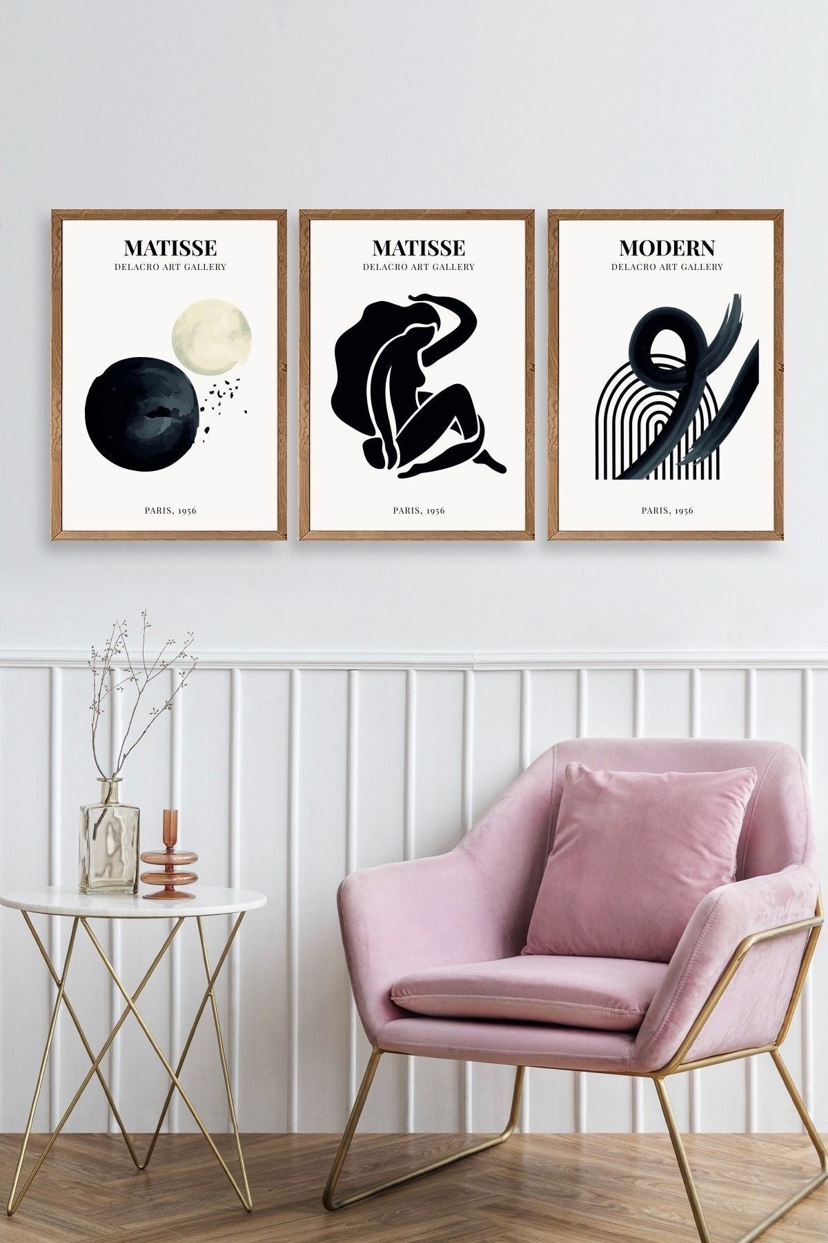 Matisse Üçlü Ahşap Çerçeveli Tablo 50 x 70