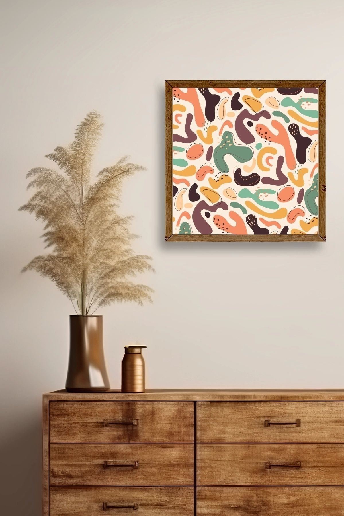 Soyut Ahşap Çerçeveli Tablo 23 x 23