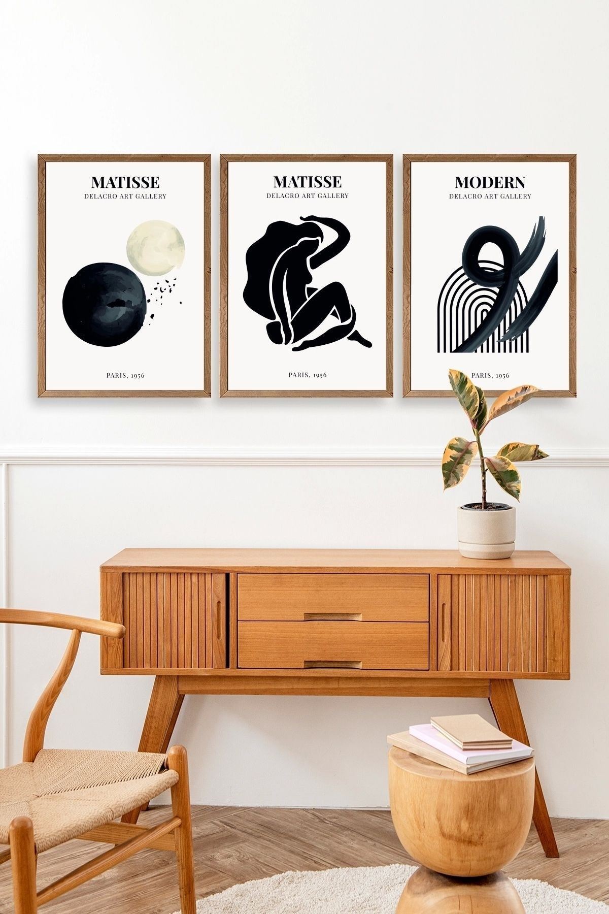 Matisse Üçlü Ahşap Çerçeveli Tablo 23 x 30