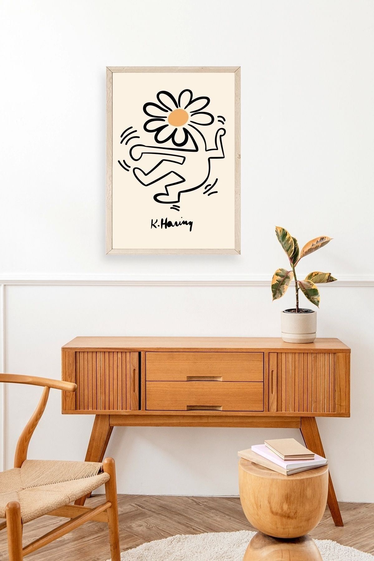 Keith Haring Ahşap Çerçeveli Tablo 50 x 70