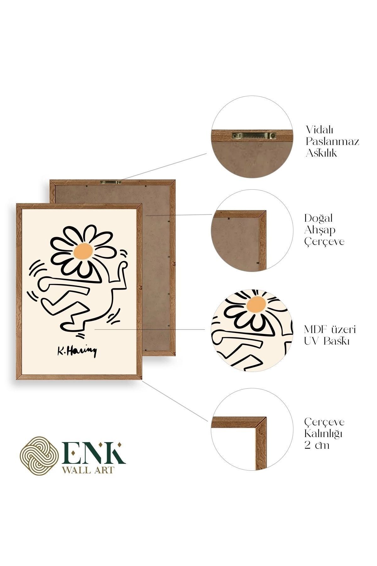 Keith Haring Ahşap Çerçeveli Tablo 50 x 70