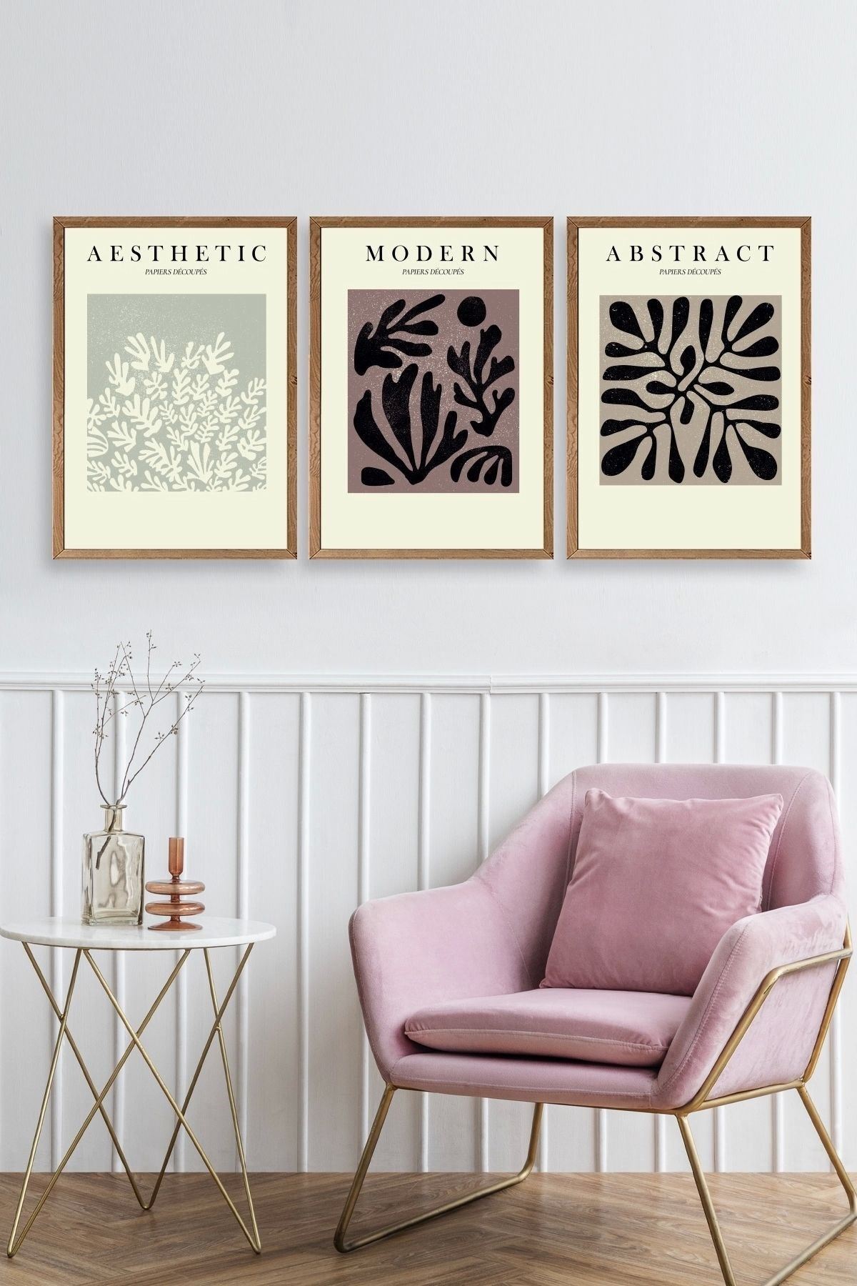 Modern Üçlü Ahşap Çerçeveli Tablo 30 x 40