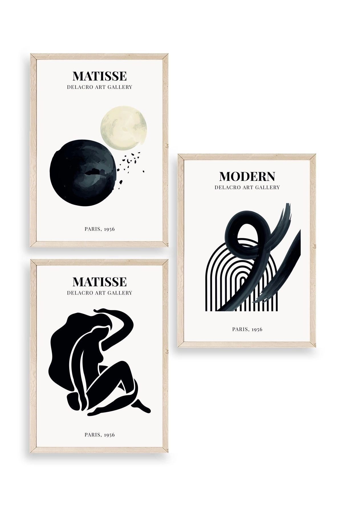 Matisse Üçlü Ahşap Çerçeveli Tablo 50 x 70