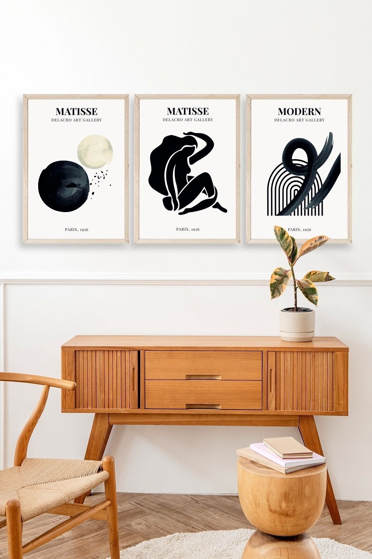 Matisse Üçlü Ahşap Çerçeveli Tablo 23 x 30