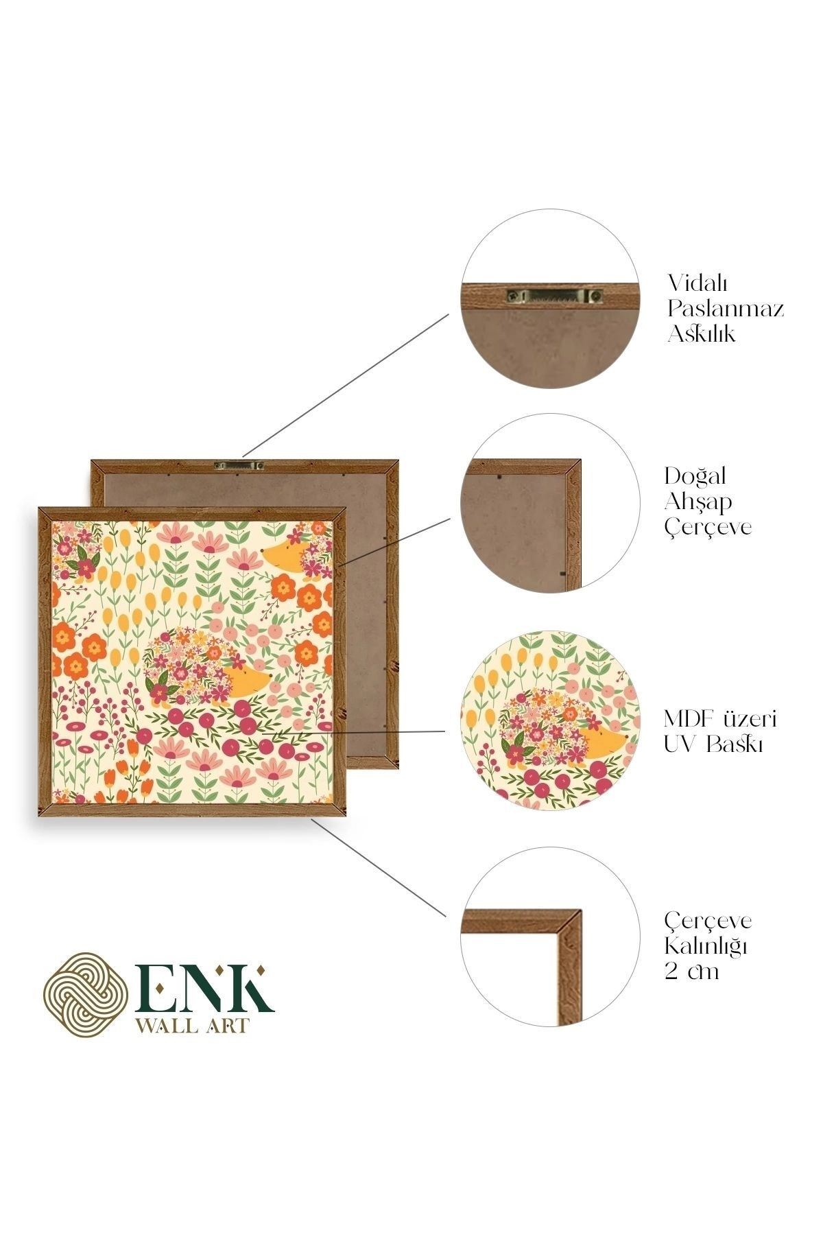 Kirpi Ahşap Çerçeveli Tablo 23 x 23