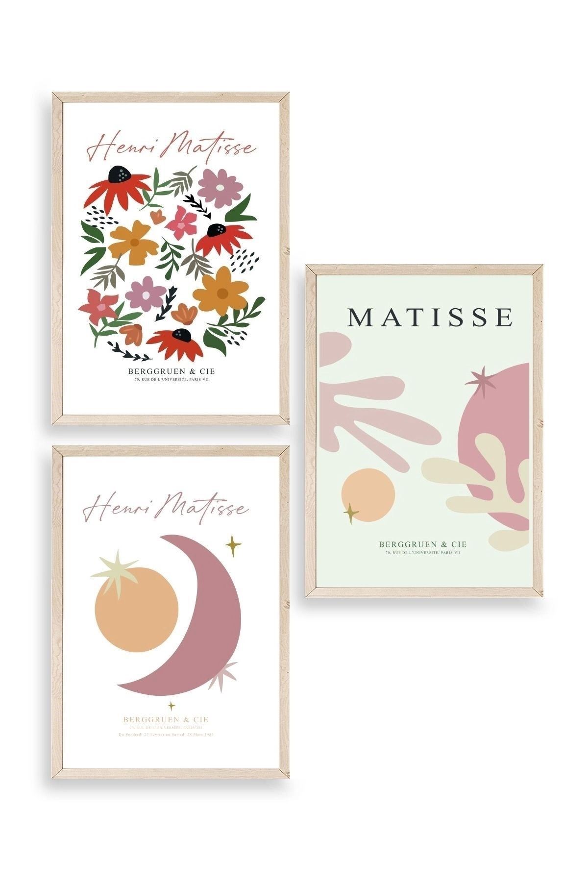 Matisse Üçlü Ahşap Çerçeveli Tablo 50 x 70