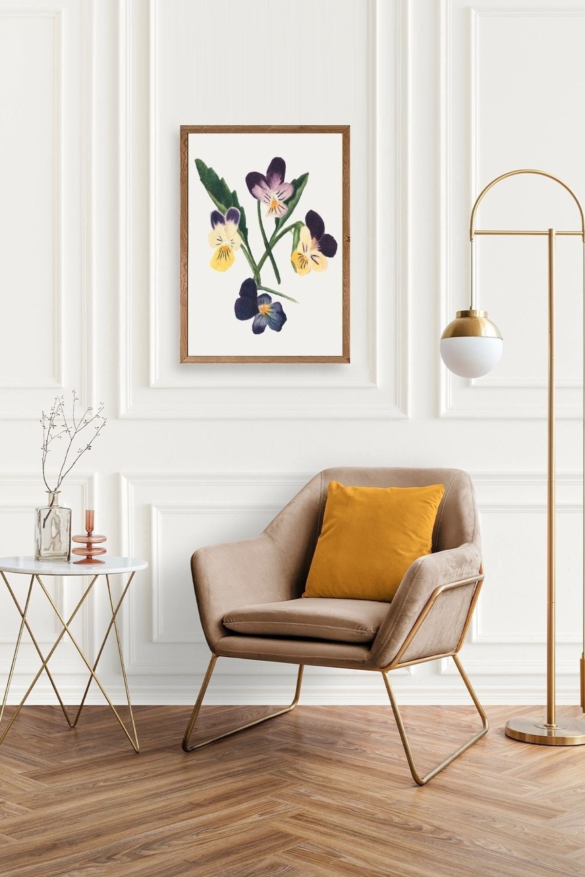 Çiçekler Ahşap Çerçeveli Tablo 17 x 23