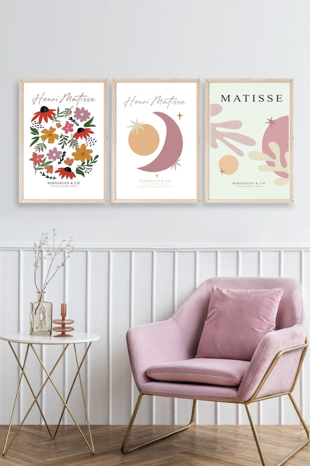 Matisse Üçlü Ahşap Çerçeveli Tablo 40 x 60