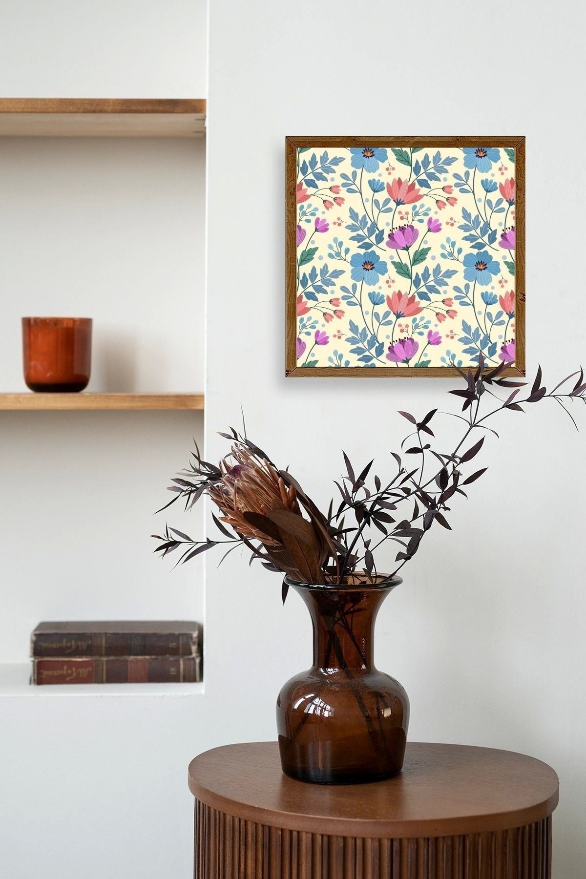 Çiçek Ahşap Çerçeveli Tablo 23 x 23