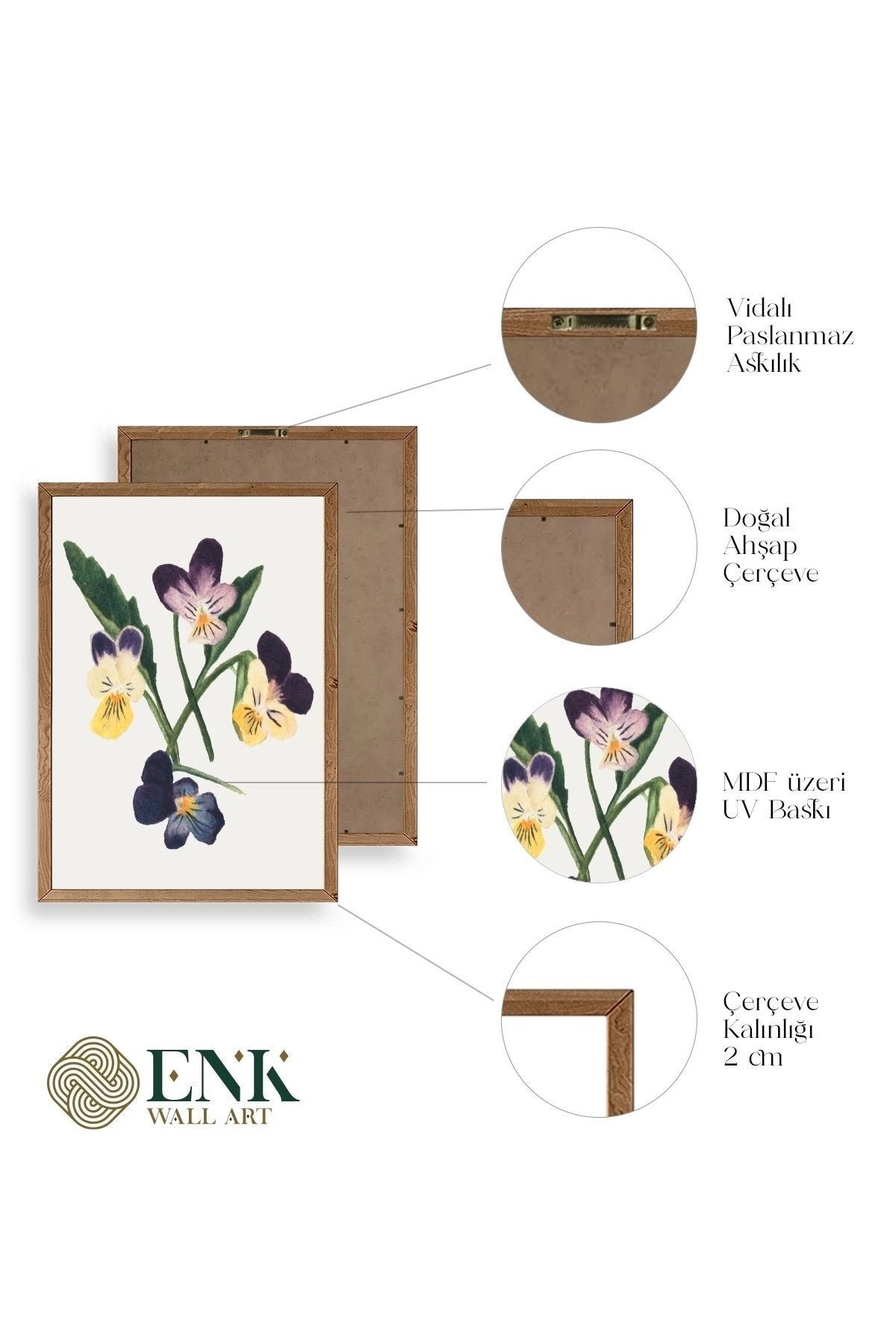 Çiçekler Ahşap Çerçeveli Tablo 50 x 70