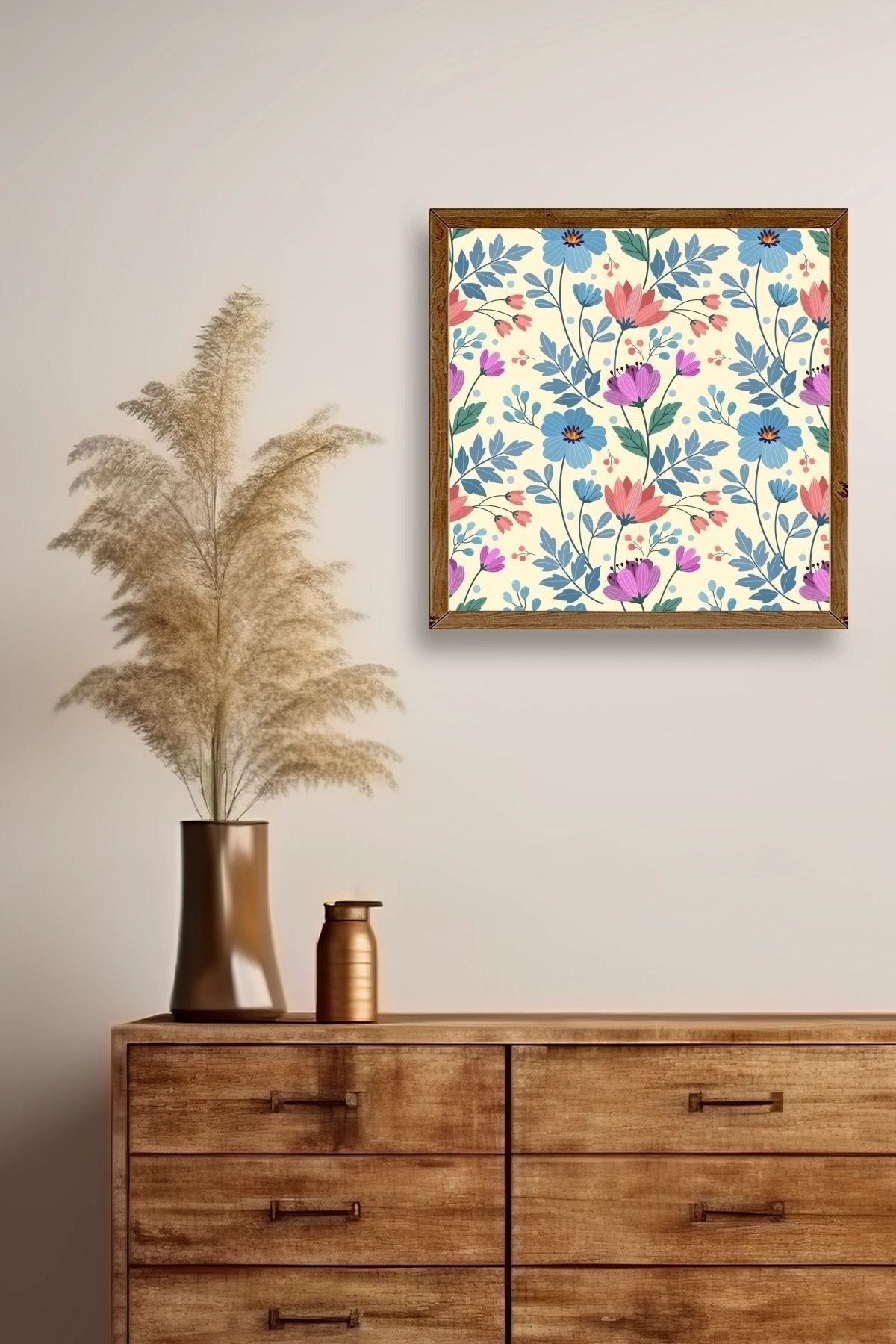Çiçek Ahşap Çerçeveli Tablo 42 x 42