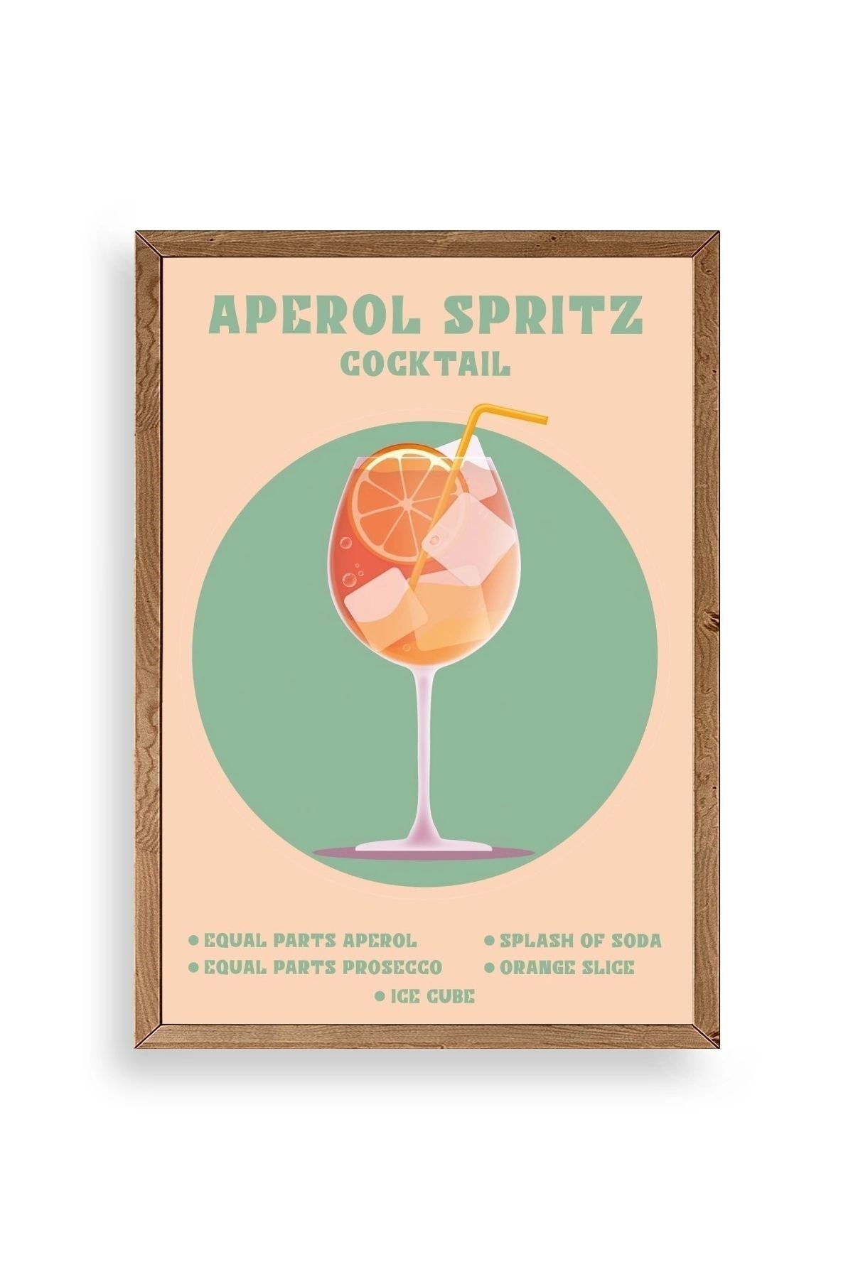 Aperol Spritz Ahşap Çerçeveli Tablo 17 x 23