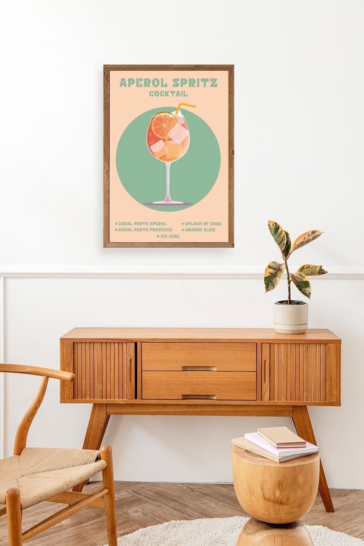 Aperol Spritz Ahşap Çerçeveli Tablo 17 x 23