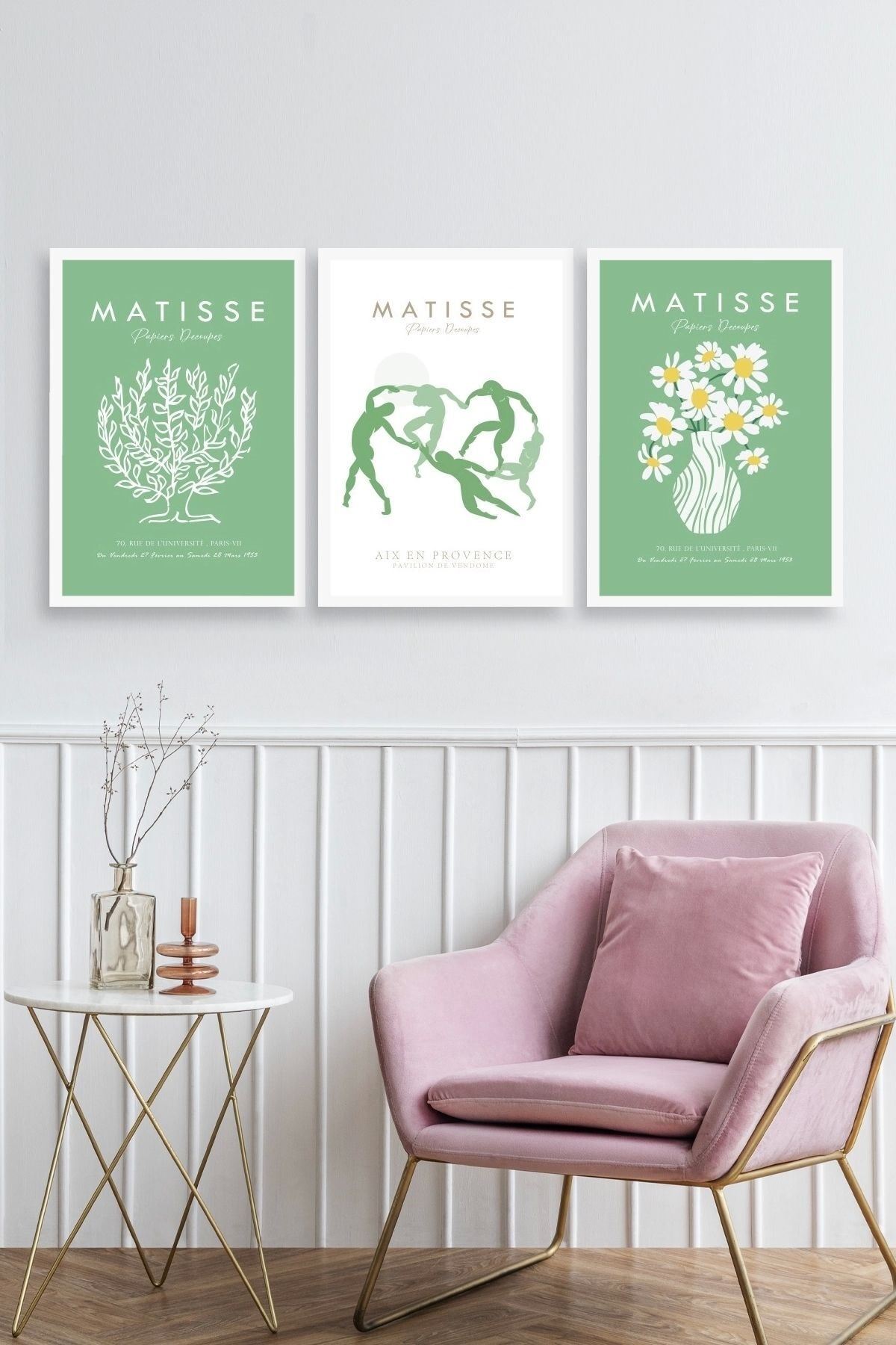 Matisse Üçlü Ahşap Çerçeveli Tablo 23 x 30