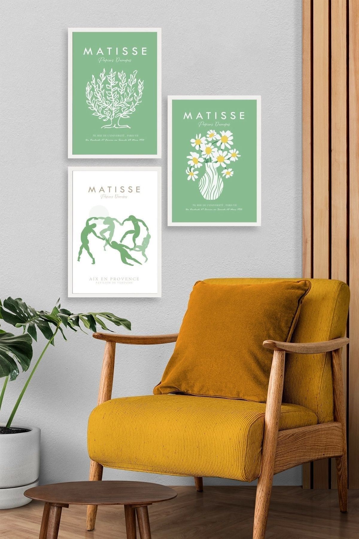 Matisse Üçlü Ahşap Çerçeveli Tablo 23 x 30