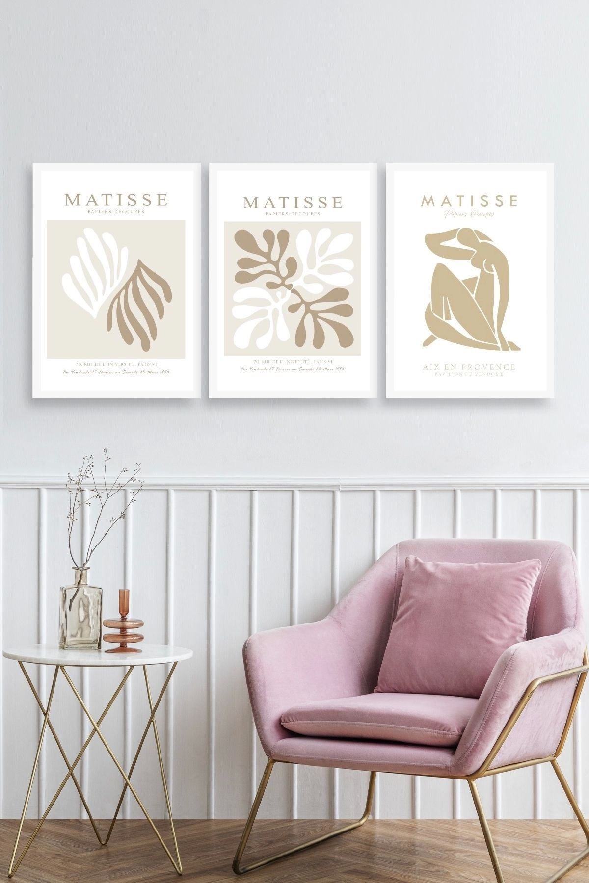 Matisse Üçlü Ahşap Çerçeveli Tablo 30 x 40