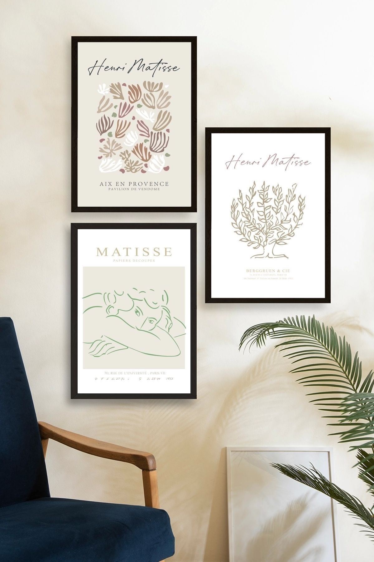 Matisse Üçlü Ahşap Çerçeveli Tablo 50 x 70