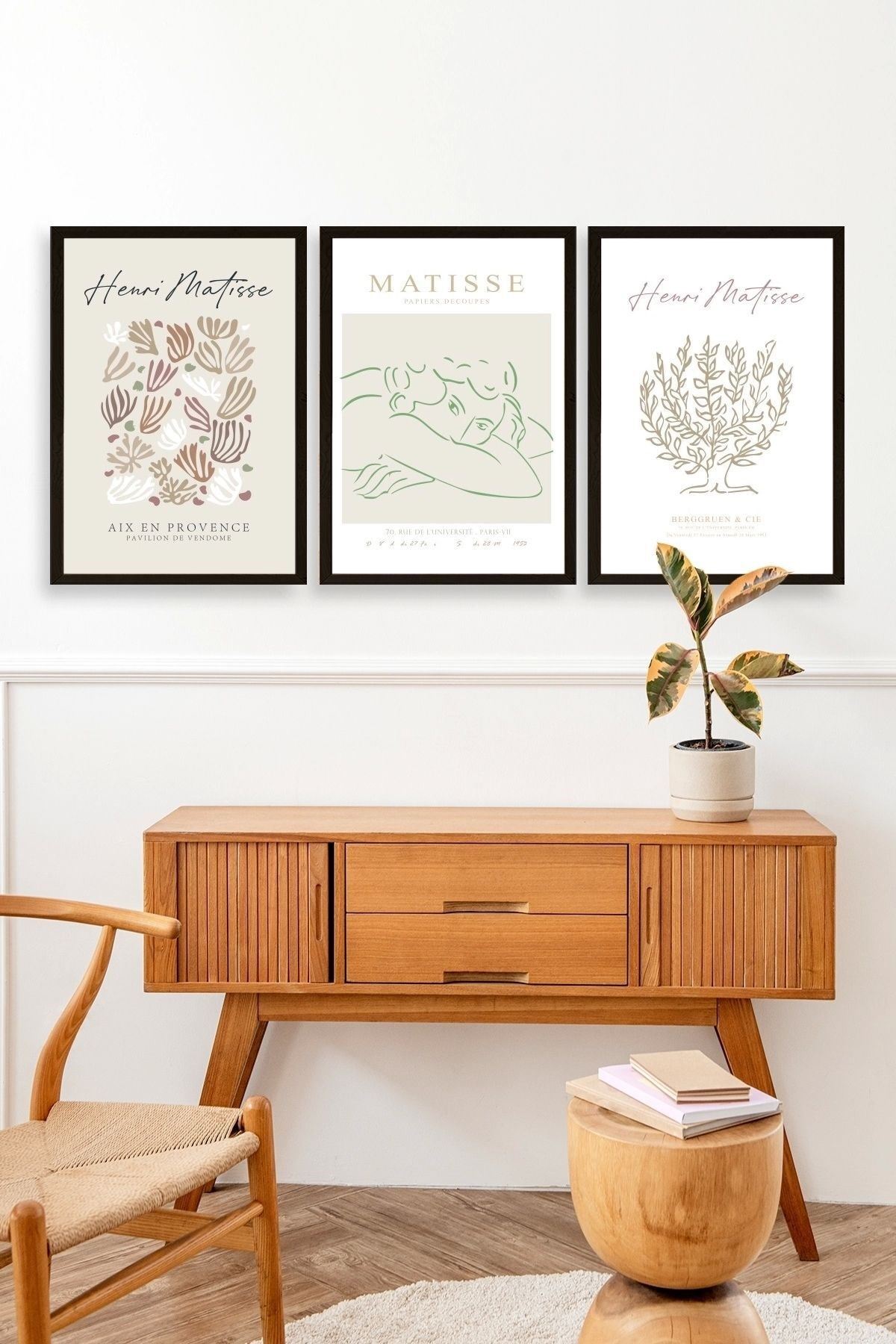 Matisse Üçlü Ahşap Çerçeveli Tablo 50 x 70