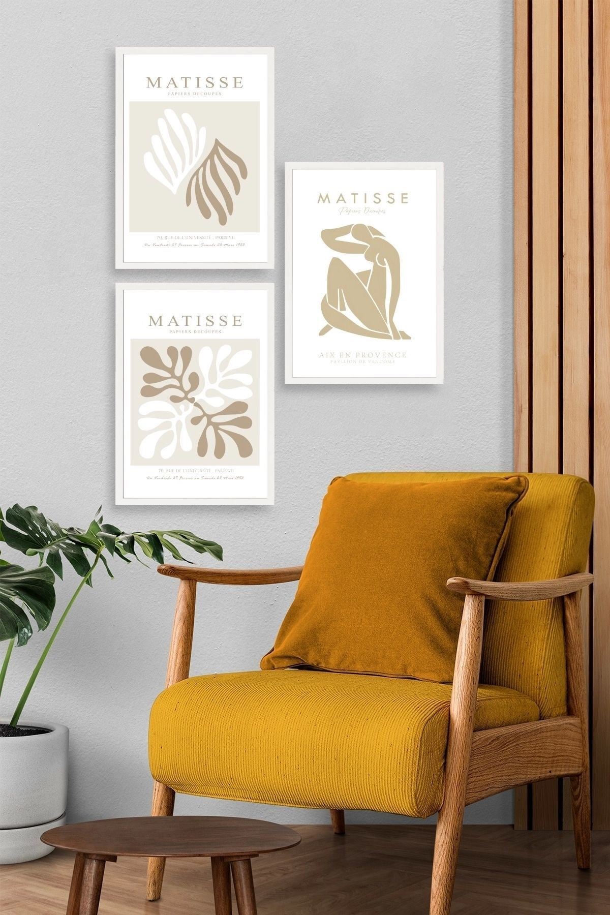 Matisse Üçlü Ahşap Çerçeveli Tablo 50 x 70