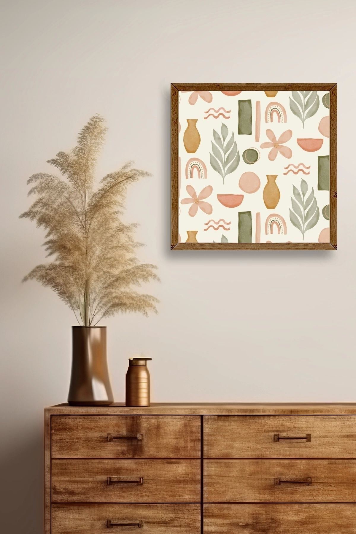 Yaprak Ahşap Çerçeveli Tablo 50 x 50