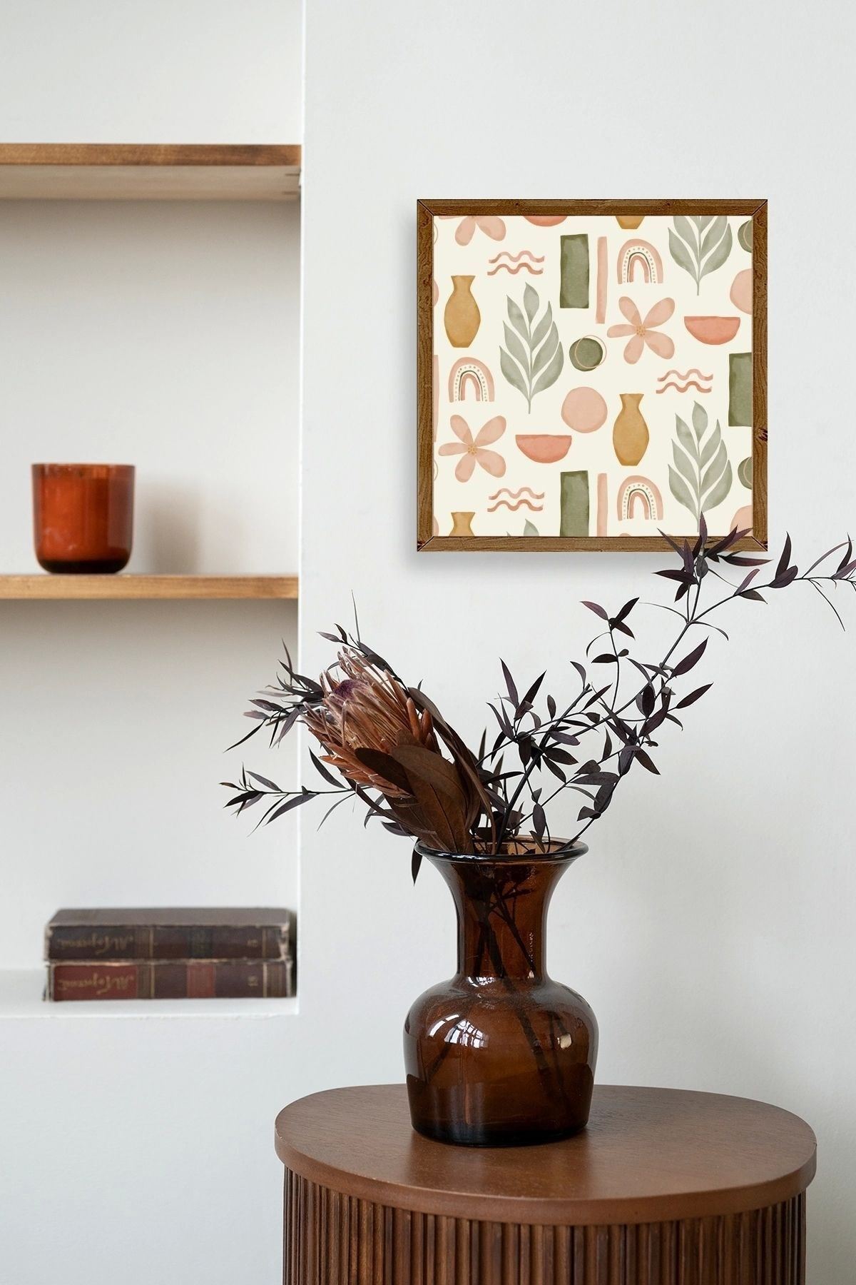 Yaprak Ahşap Çerçeveli Tablo 50 x 50