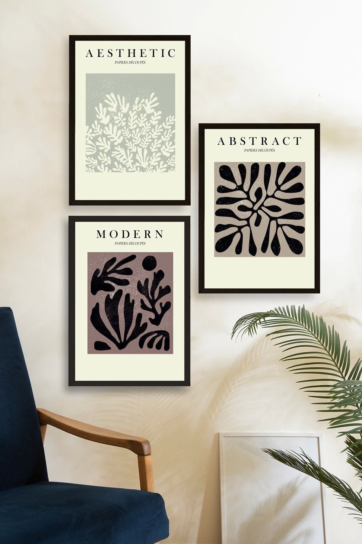 Modern Üçlü Ahşap Çerçeveli Tablo 40 x 60