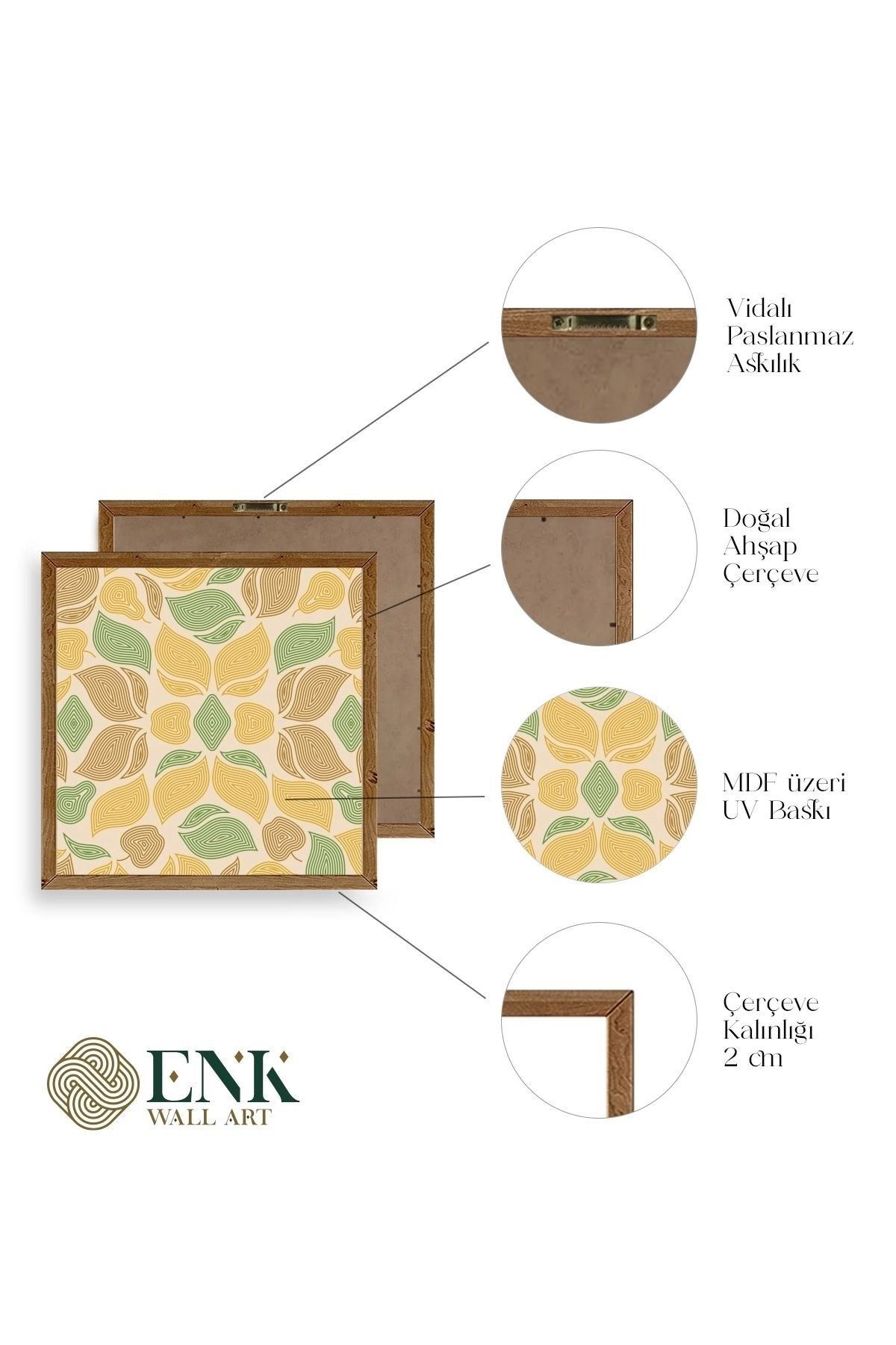 Desen Ahşap Çerçeveli Tablo 50 x 50