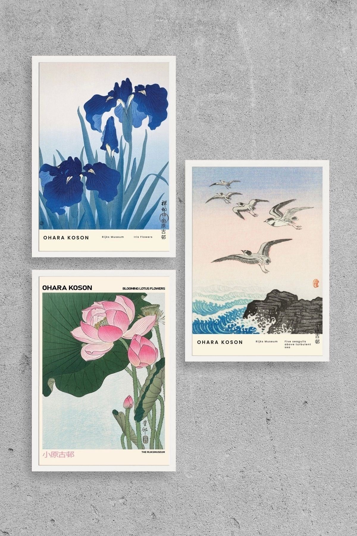 Vazodaki Çiçekler Üçlü Ahşap Çerçeveli Tablo 40 x 60