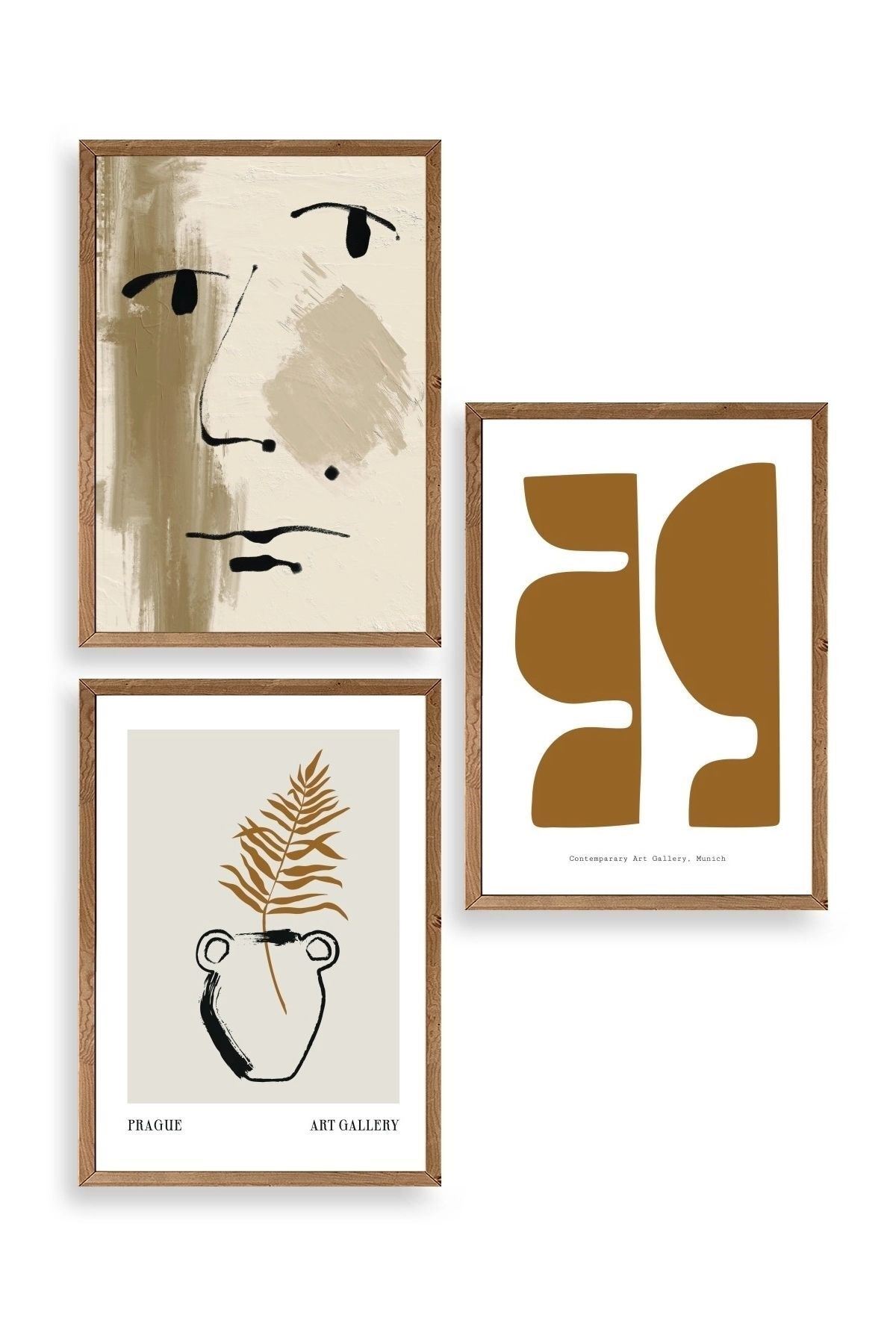 Modern Üçlü Ahşap Çerçeveli Tablo 40 x 60