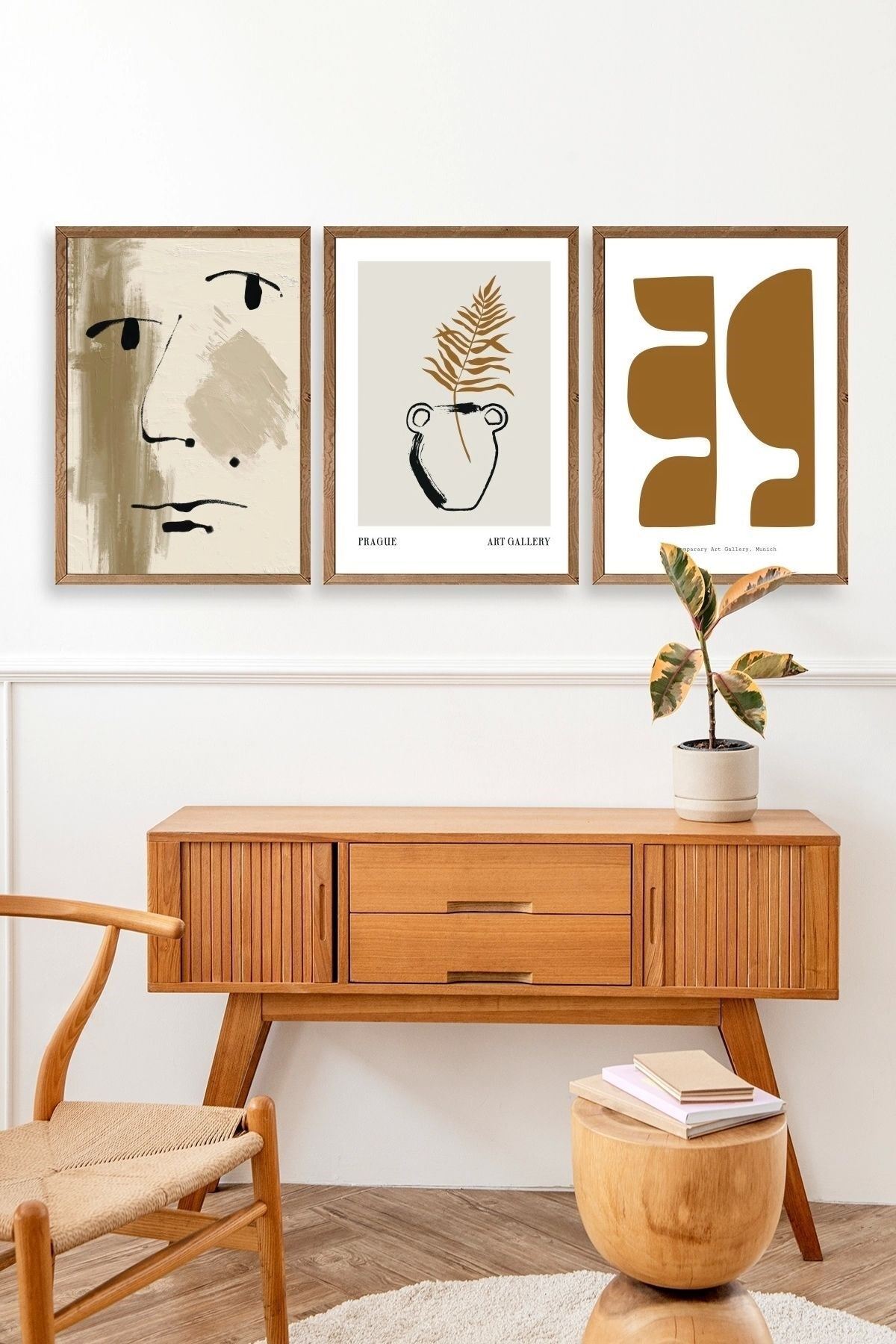 Modern Üçlü Ahşap Çerçeveli Tablo 40 x 60