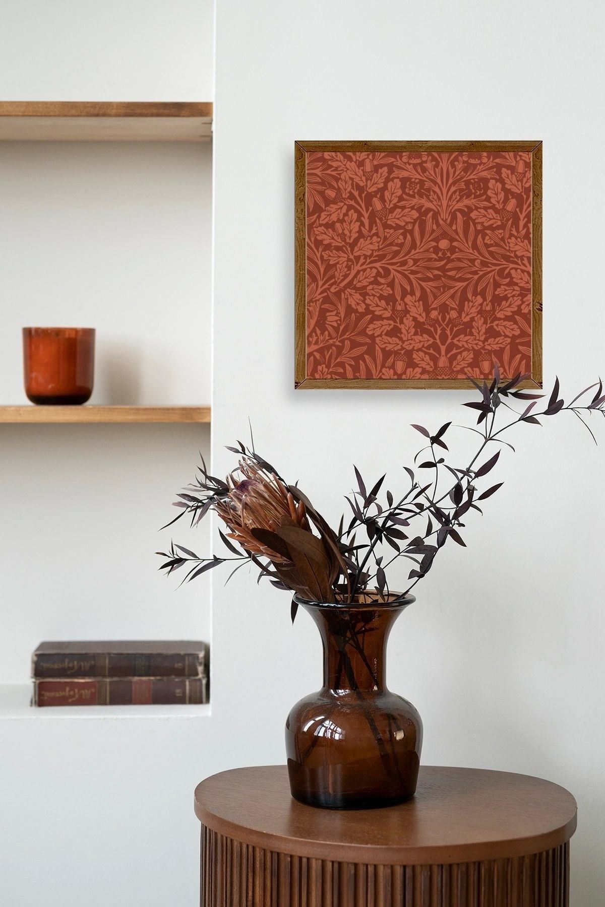 Yaprak Ahşap Çerçeveli Tablo 23 x 23