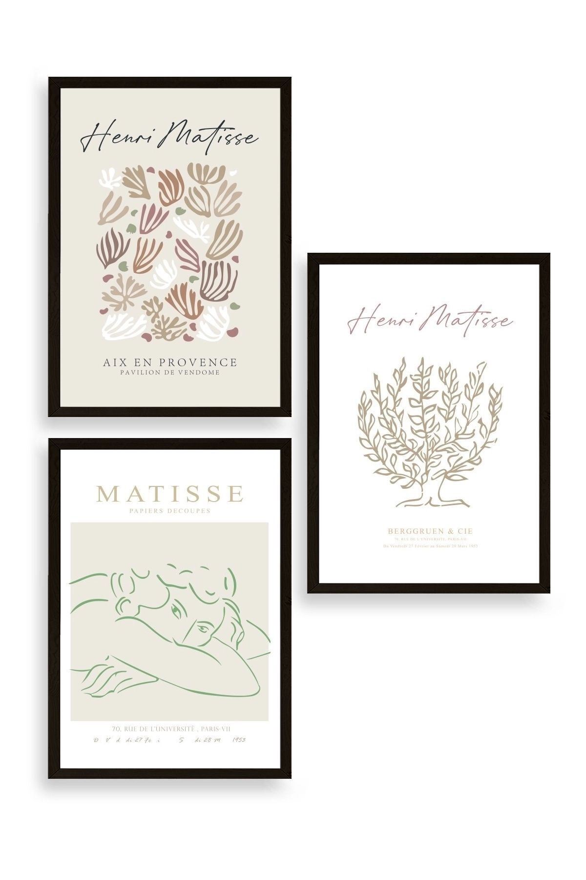 Matisse Üçlü Ahşap Çerçeveli Tablo 40 x 60