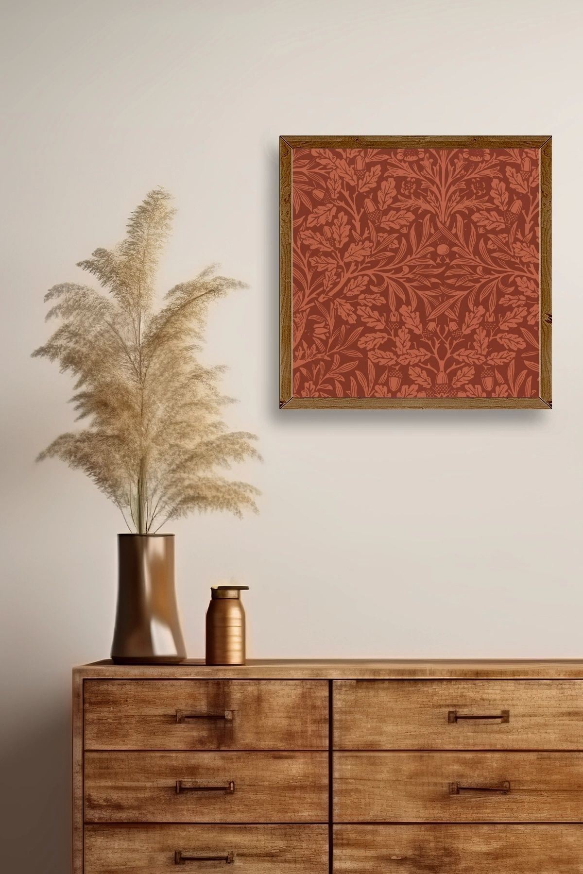 Yaprak Ahşap Çerçeveli Tablo 50 x 50