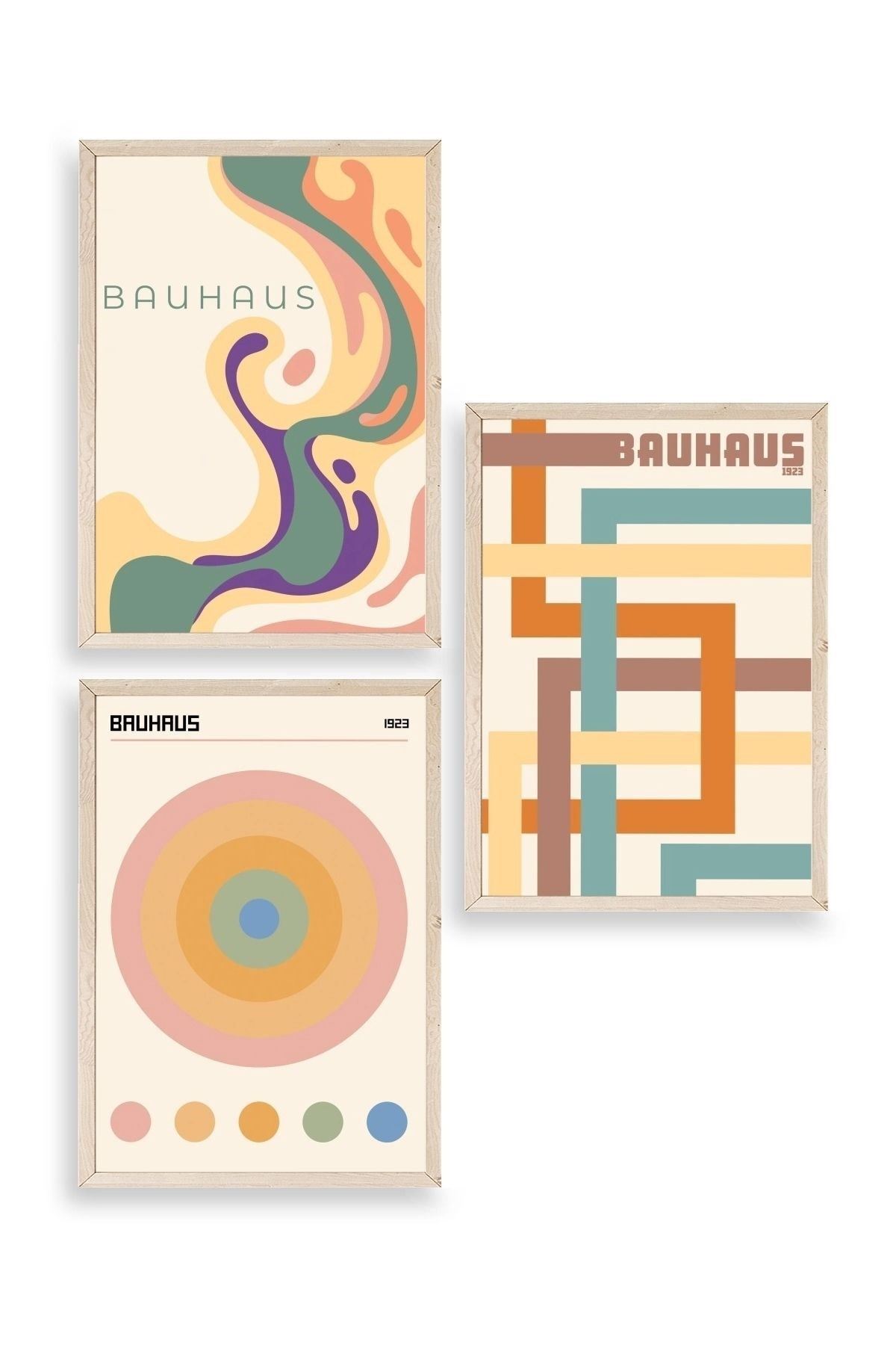 Bauhaus Üçlü Ahşap Çerçeveli Tablo 40 x 60