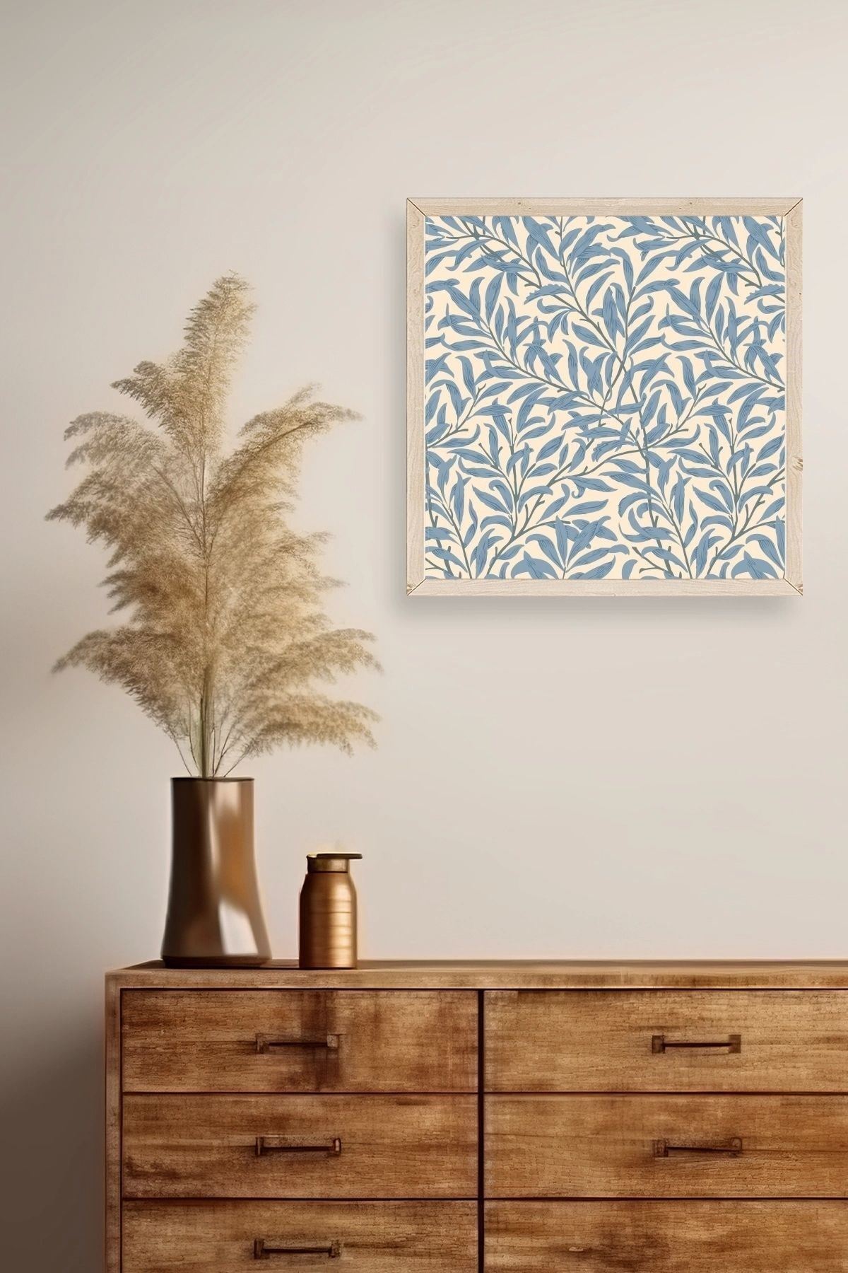 Yapraklar Ahşap Çerçeveli Tablo 42 x 42