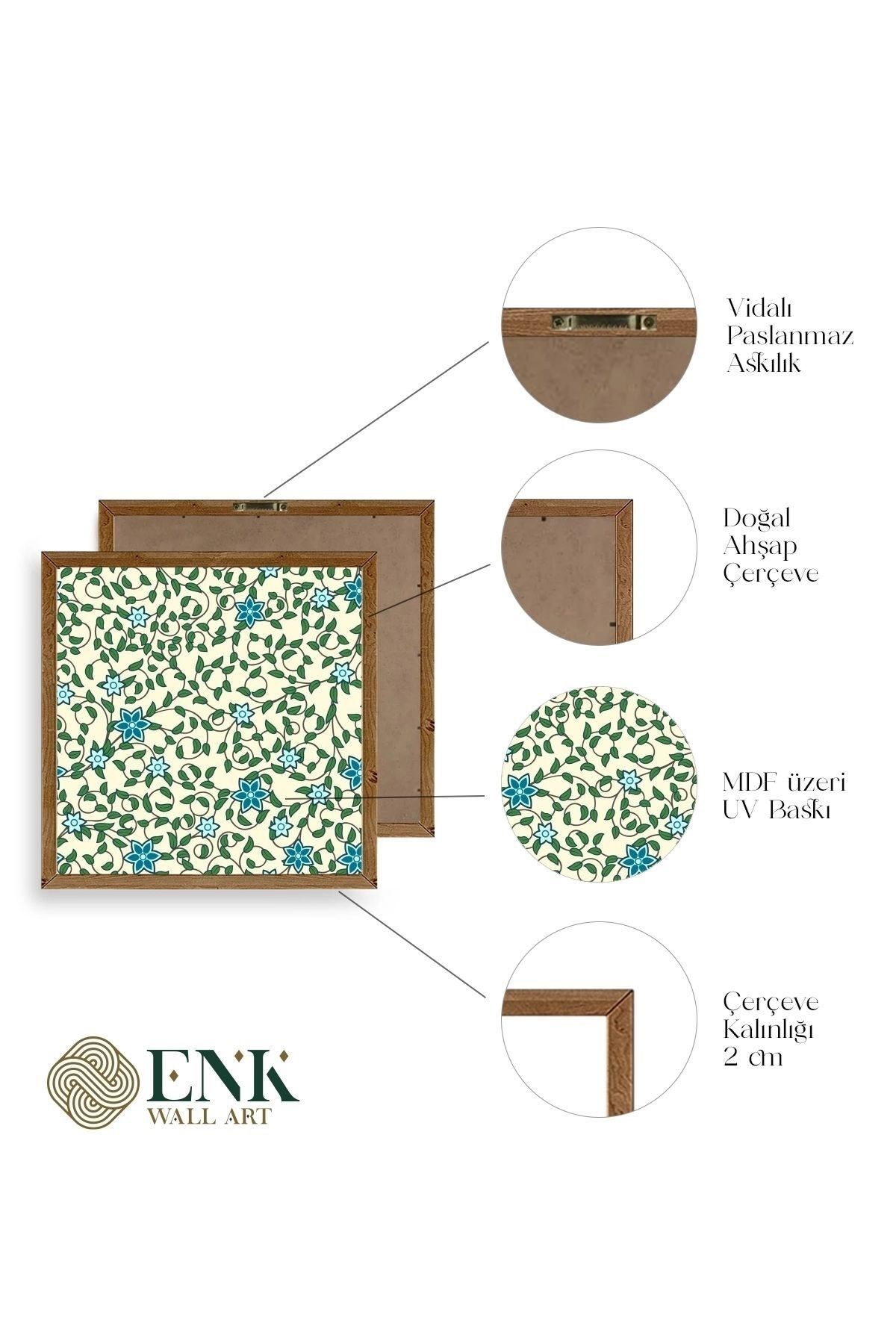 Çiçek Ahşap Çerçeveli Tablo 23 x 23