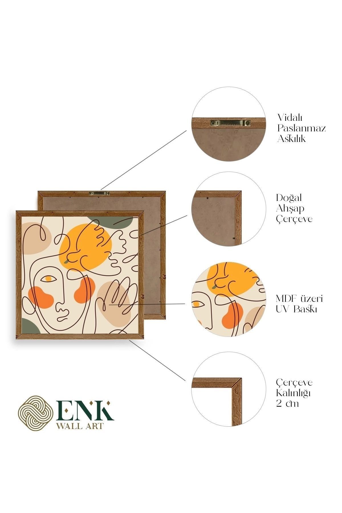Modern Ahşap Çerçeveli Tablo 23 x 23
