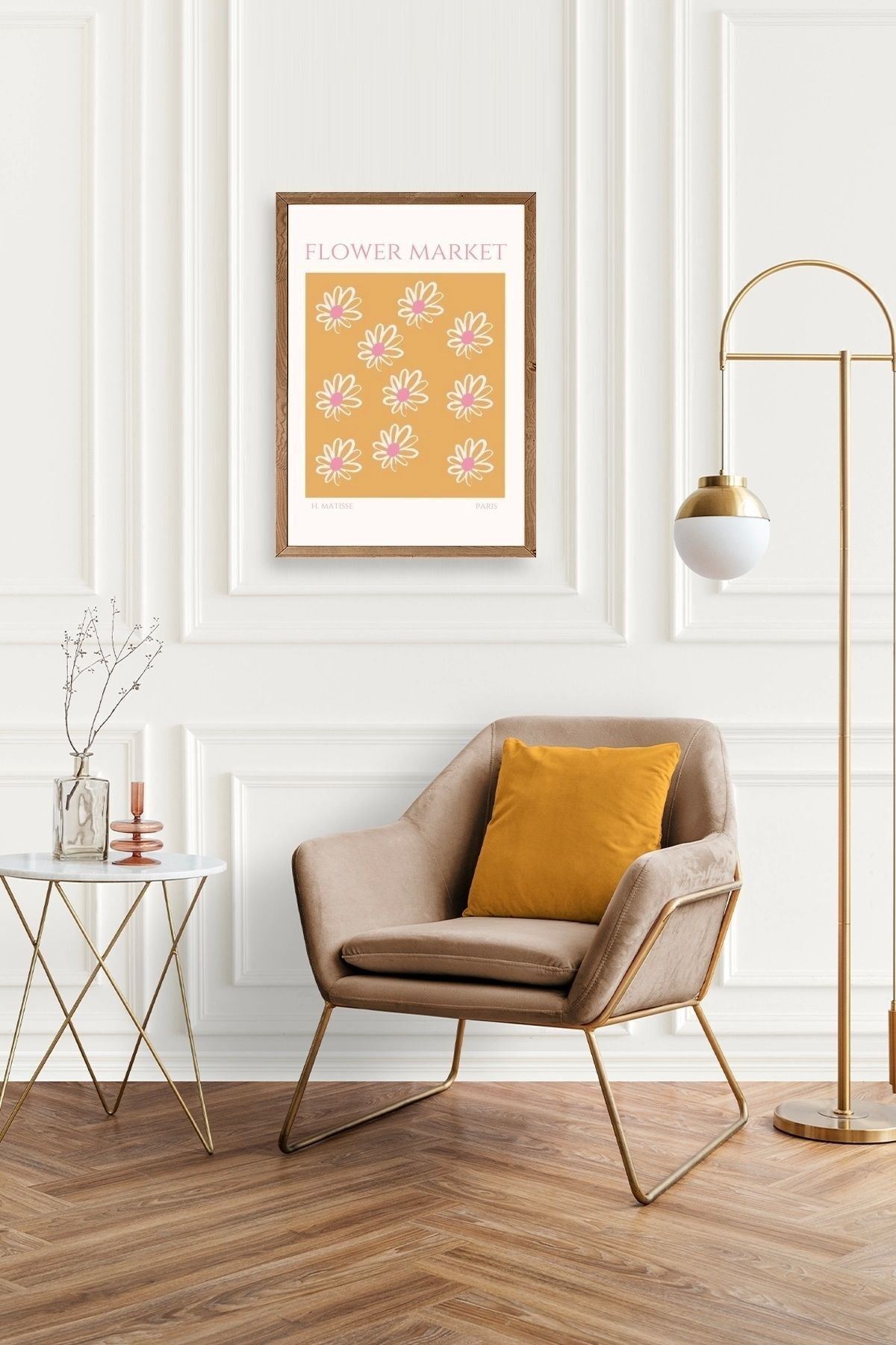 Çiçek Pazarı Ahşap Çerçeveli Tablo 17 x 23