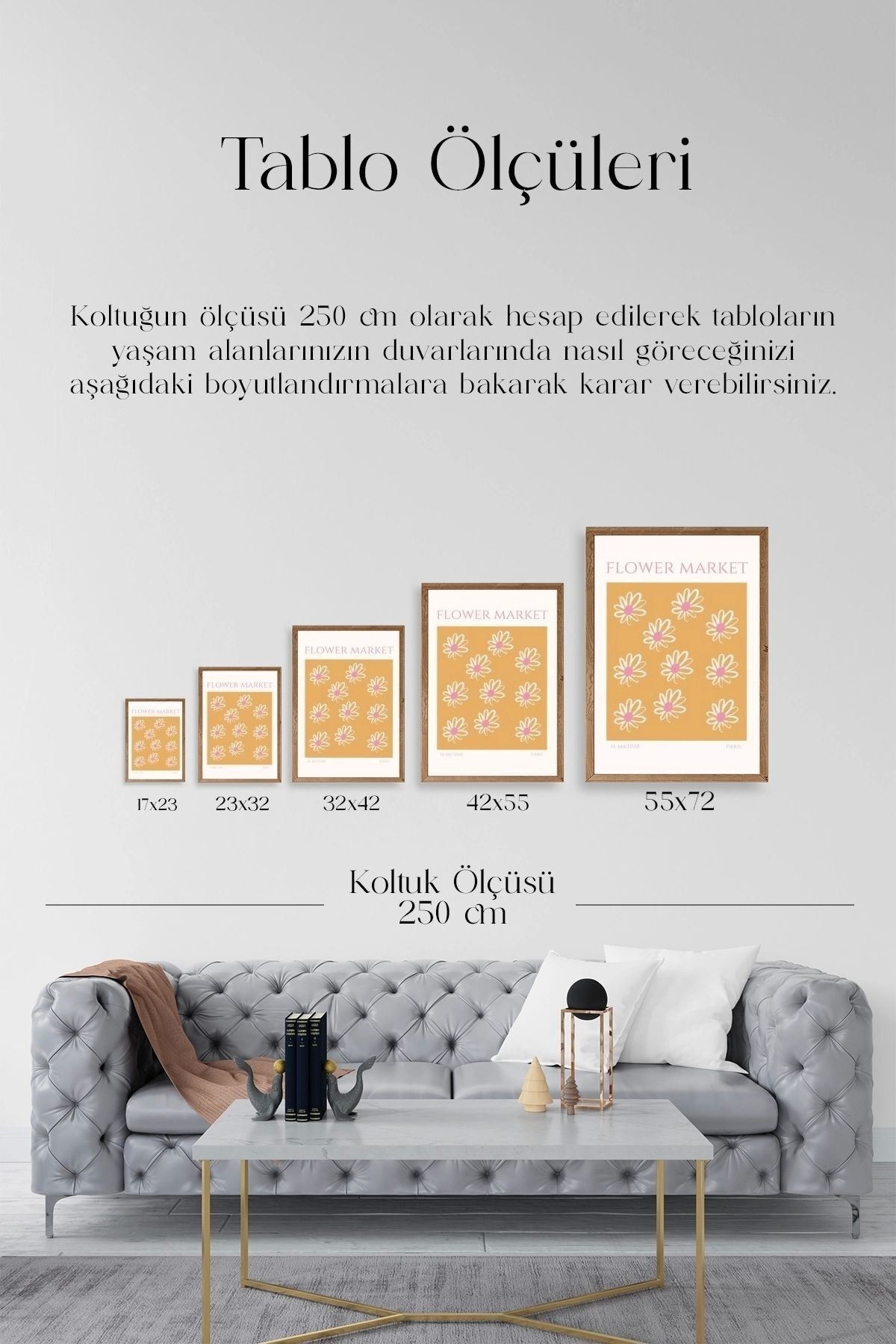 Çiçek Pazarı Ahşap Çerçeveli Tablo 30 x 42