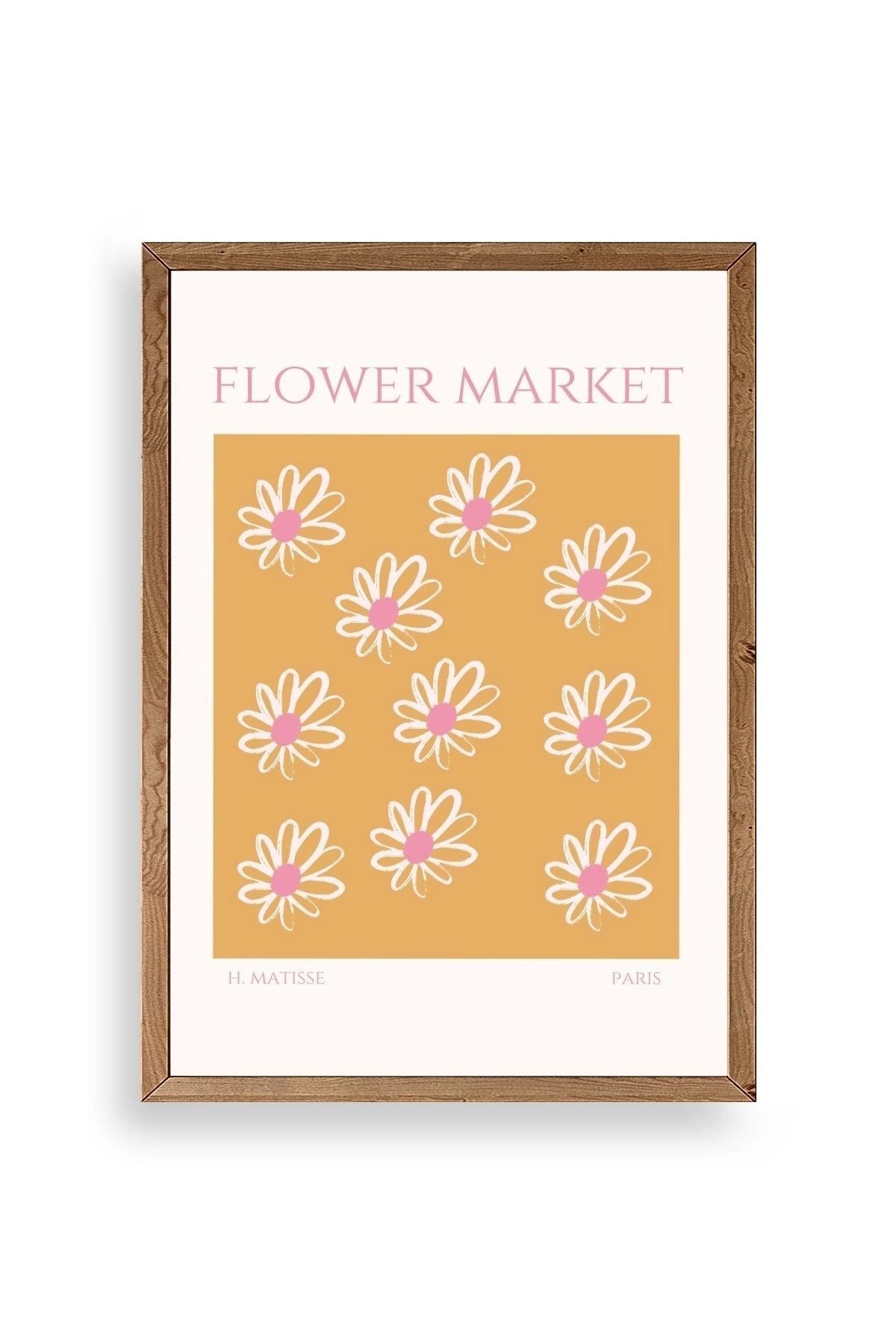 Çiçek Pazarı Ahşap Çerçeveli Tablo 23 x 30