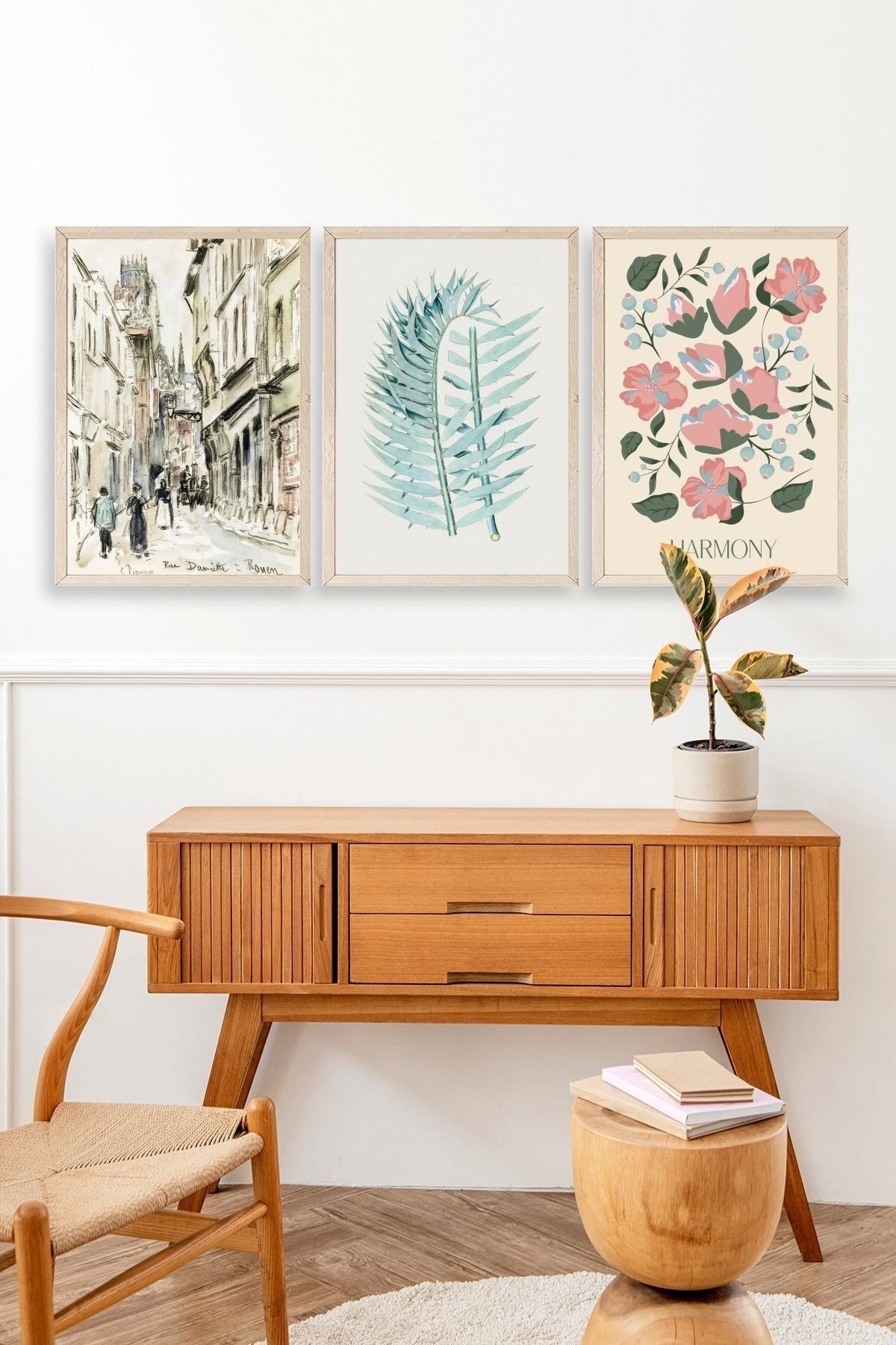 Harmony Üçlü Ahşap Çerçeveli Tablo 30 x 40