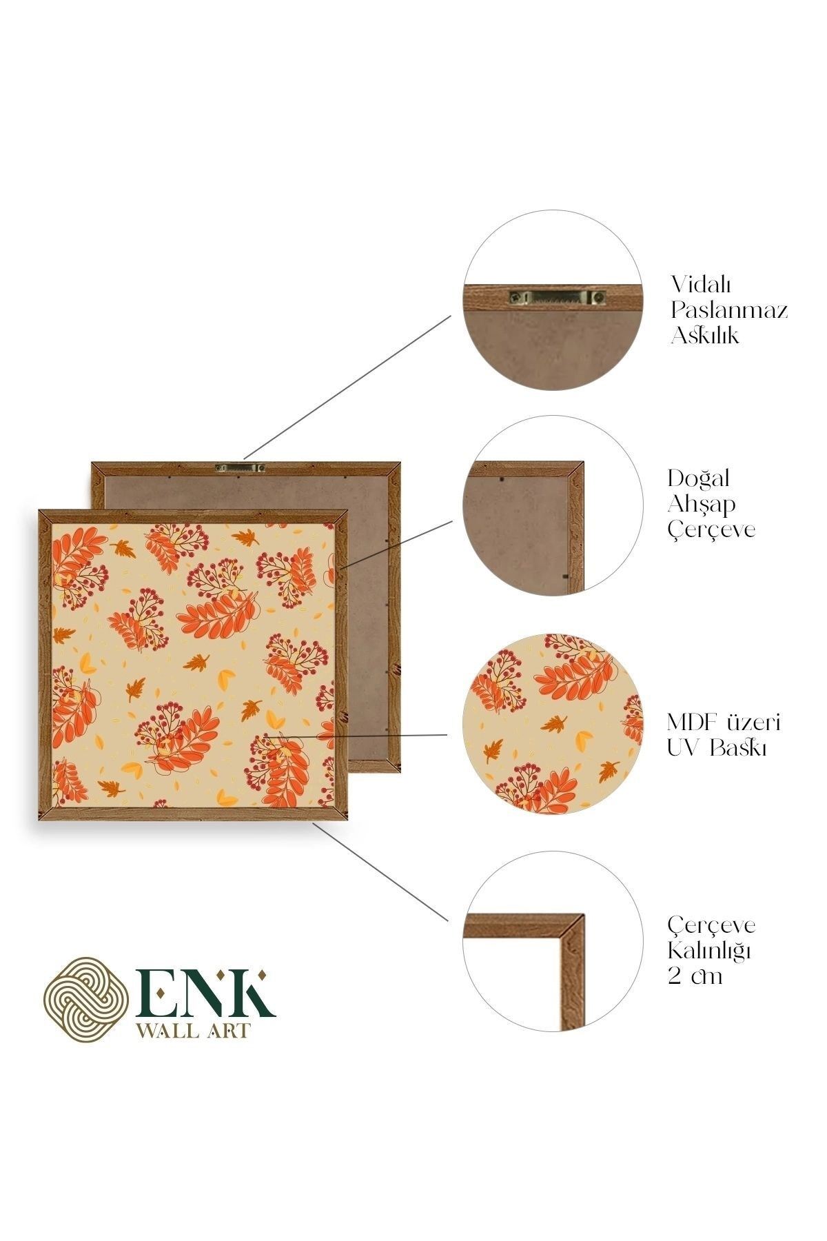 Çiçek Ahşap Çerçeveli Tablo 50 x 50