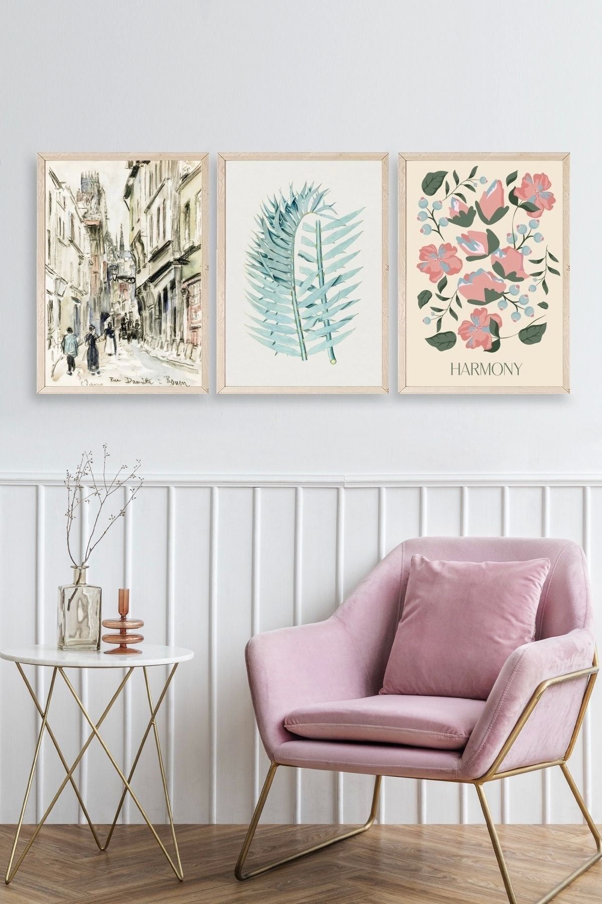 Harmony Üçlü Ahşap Çerçeveli Tablo 23 x 30